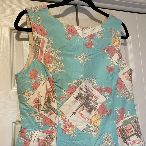 NWOT Oasis London Limited Edition Teal Pink Cotton Summer Dress - Picture 15 of 16